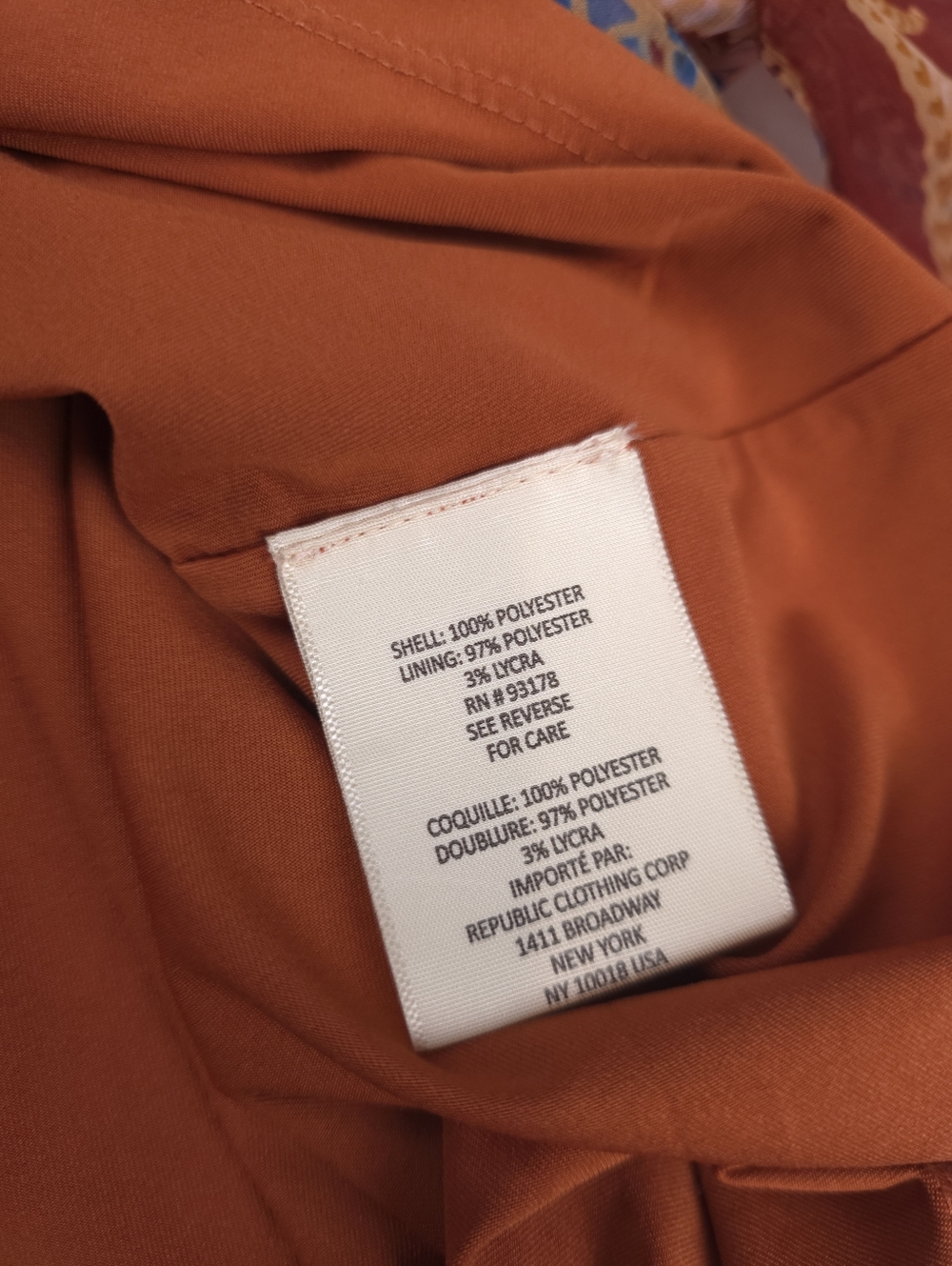 Philosophy Printed Sheer Blouse in Rust, Blue & Pink Sz Sz L - Picture 10 of 10